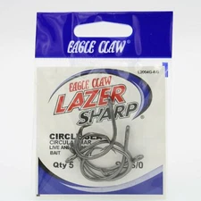 Eagle Claw Lazer Sharp L2004G  Circle Sea Fishing Hooks Platinum Black Size 6/0