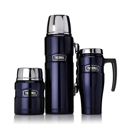 New THERMOS Stainless King 3 Piece Insulated Set Food Jar Travel Mug Flask - Picture 11 of 26