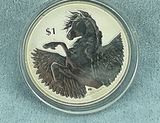 2021 1 oz Silver British Virgin Island Queen Elizabeth II "Pegasus" $1  BU