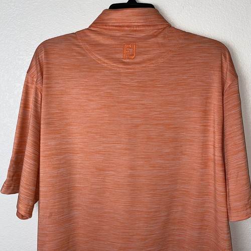 FootJoy Mens Golf Polo Shirt Size Large Orange Peach Striped - Picture 6 of 8