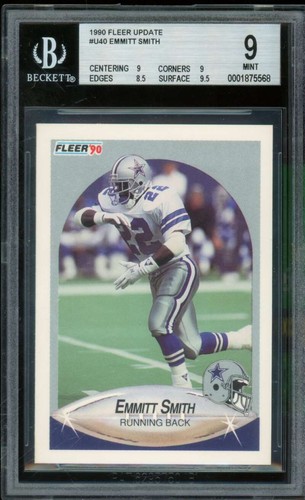 Emmitt Smith Rookie Card 1990 Fleer Update #U-40 BGS 9