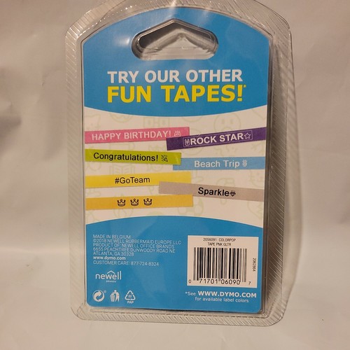 NEW DYMO COLORPOP Authentic Label Maker Tape D1 White Print On Pink Glitter - Picture 4 of 4