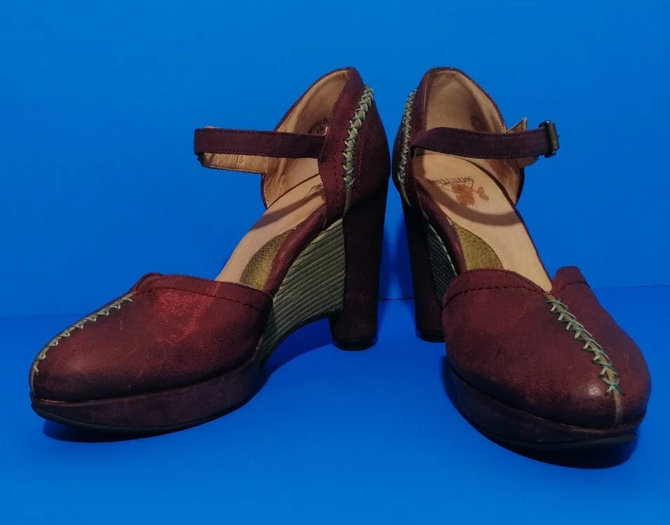 JOHN FLUEVOG ESCRIBE SIMONE CUÑA PLATAFORMA TACONES BORGOÑA TALLA 10 Foto 4 de 4