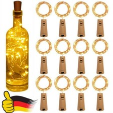 12x Korken 20LED Lichterkette Flaschenlicht Flaschenbeleuchtung Batterie Flasche