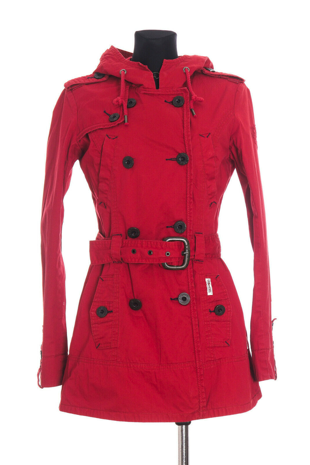 KHUJO *** Women's Red Button front Hooded Coat Jacket Size Medium eBay