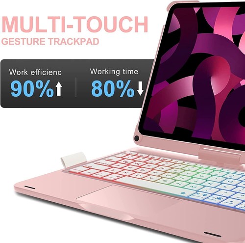 For iPad 7/8/9/10/11th Gen Air Pro 11" Touchpad Keyboard Case with 360° Rotation - Picture 31 of 39