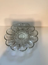 Anchor Hocking Clear Glass FAIRFIELD 12 Pocket 10" Deviled Egg Plate Platter 33Z