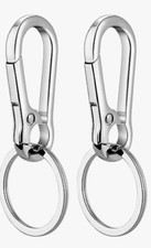 2 Pcs Keychain Key Ring Carabiner Clip Keyring Chain Fob Holder Silver Metal New