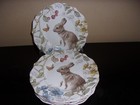 PIER 1 SOFIE The Bunny Rabbit With Butterfly & Flowers - 4 Salad Plates - NEW!