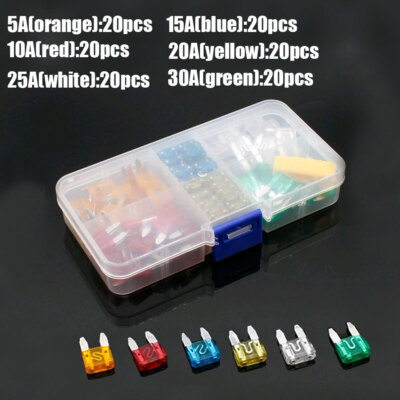 120Pcs/Set Mini Auto/Car/Boat Blade Fuse Box Assortment 5A 10A 15A 20A 25A 30A