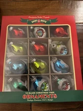 12 MEDIUM Shiny Brite  Radko Christmas Ornaments Teardrop Indents Reflectors