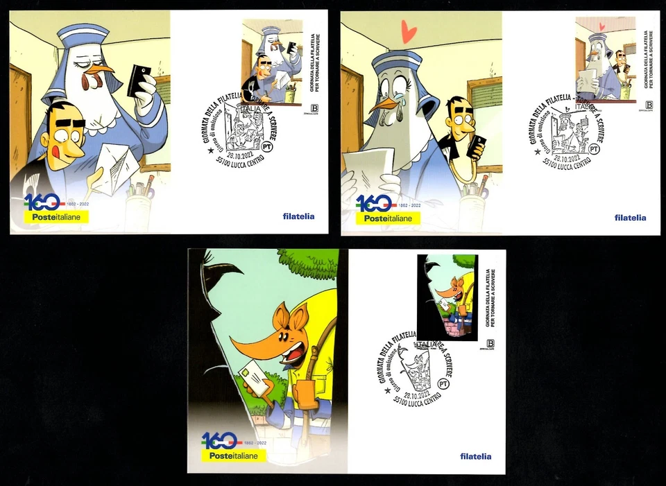 Italia 2022 : Zerocalcare - Giornata della Filatelia - 3 cartoline perfette