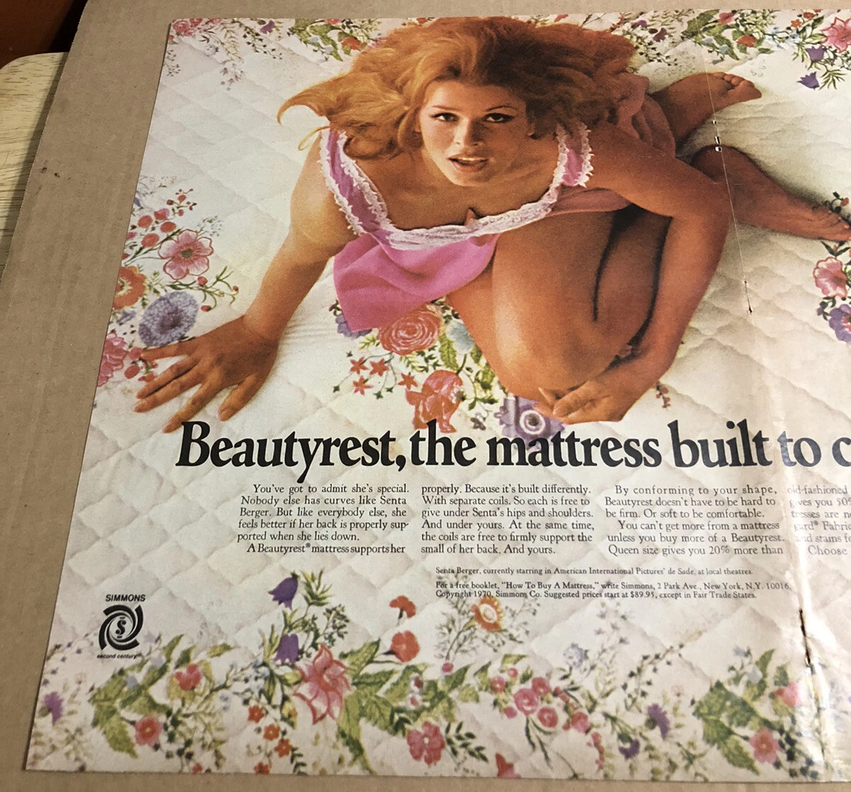 SENTA BERGER for Beautyrest Simmons Mattress Vintage 1970