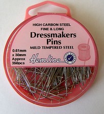 Hemline Dressmakers Fine Long Nickel Plated Carbon Steel Long Pins 30mm 330piece