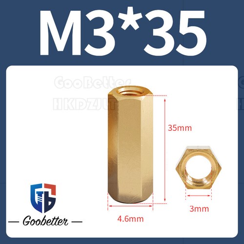 Brass Stud Connectors - Double Pass Long Nuts Hex Connector M2 M2.5 M3 M4 M5 M6 - Picture 80 of 139