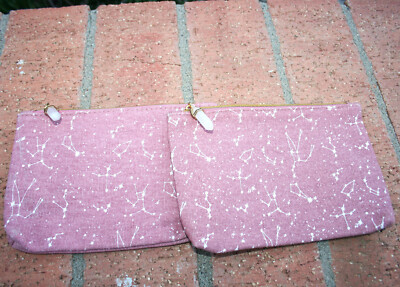 2 x Ipsy Glam Bag Makeup Cosmetic Bags Pink Constellation Stars ''Crystal'' pull