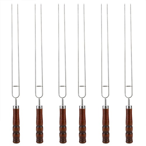 Stainless Steel U Shaped Barbecue Fork Skewers with Silicone Oil Brush Set - Picture 8 of 10