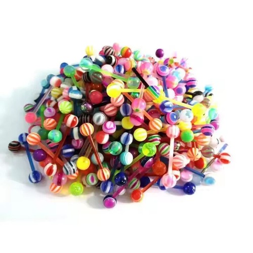 Metal Free Bio Flex Barbell Tongue Bar Nipple Tounge Piercing Non Allergy UK - Picture 11 of 14