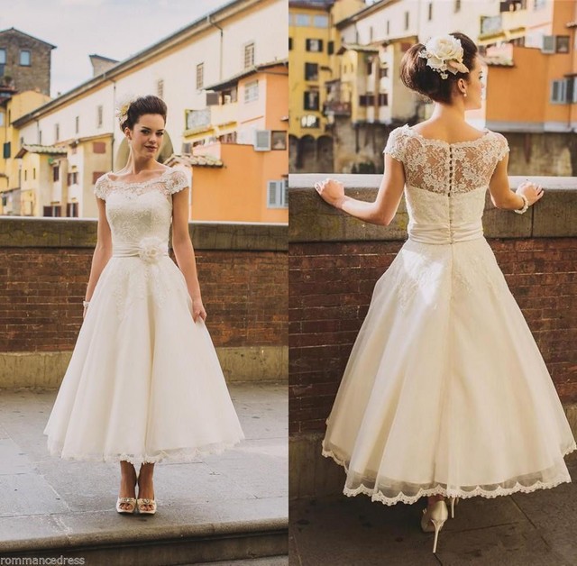 ebay tea length wedding dress