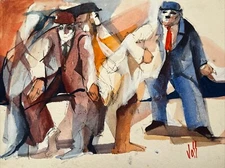 VOSS PAINTING ABSTRACT EXPRESSIONISM CALIFORNIA MODERNISM PORTRAIT SIGNED SMALL