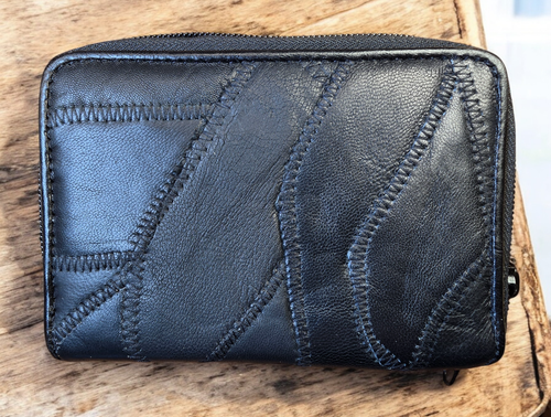 Womens Genuine Soft Real Leather Patchwork Purse Twin Zipped Wallet Coin Pouch - Picture 53 of 72