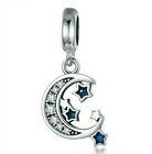 💖 Moon and Stars Charm Cz 925 Sterling Silver Bead Fit Bracelet Gift