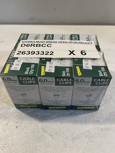 600 x Torre Negro 6.0mm Clips Cable Redondos, 6 Cajas de 100, Venta al por mayor, Reventa. - Imagen 3 de 3