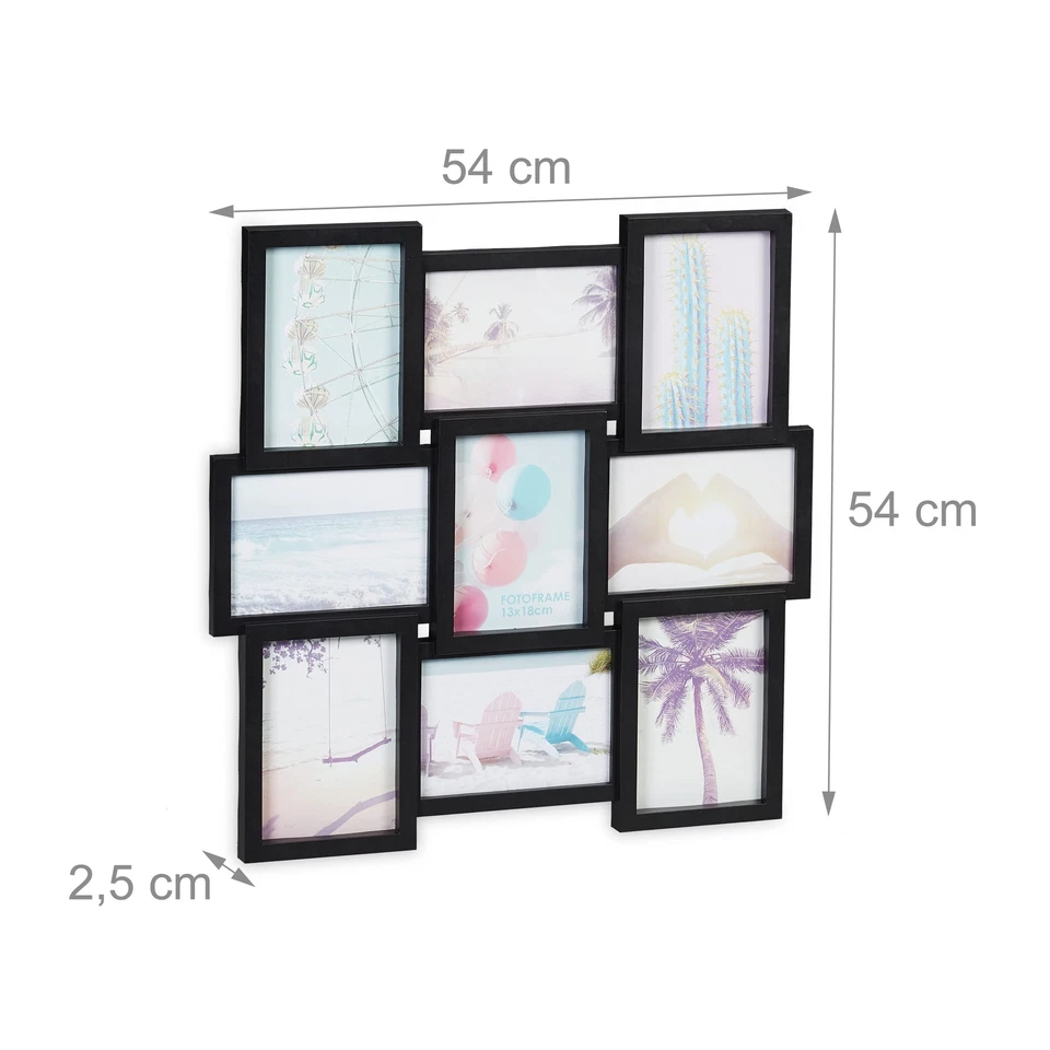 Marco de fotos collage para 9 fotos formato vertical u horizontal pared marco de plástico... Foto 4 de 4