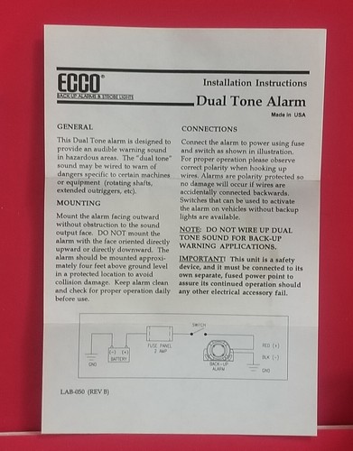 ECCO DT500 97 dB 12-24 V Dual Tone Warning Alarms - READ BELOW on BEST OFFER $## - Picture 4 of 4