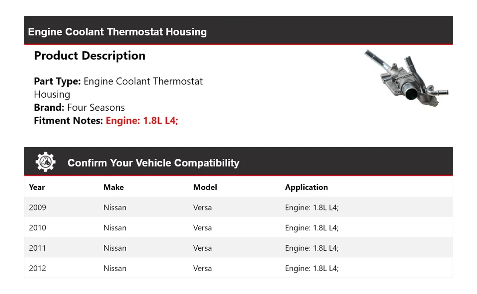 Carcaça termostato líquido refrigerante motor Nissan Versa 1.8L L4 2009-2012 4 estações - Imagem 2 de 4