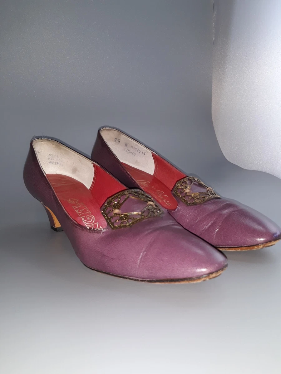 Vintage 60s Guild House 7.5N Women s Shoes Purple Heel Pumps Worn