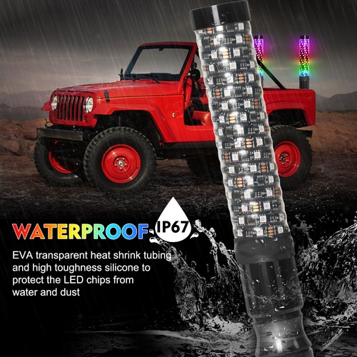 2pcs Fat Whips LED Whip Spiral RGB Whip Lights 1FT For Can Am Maverick R UTV ATV - Picture 6 of 19