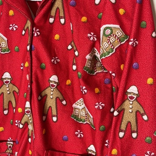 NIck & Nora Sock Monkey Gingerbread Christmas Flannel Pajamas L 10 12 - Picture 3 of 7