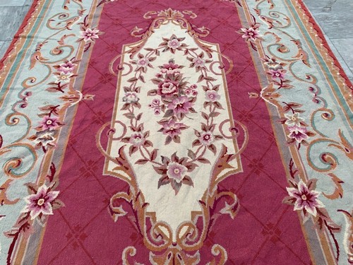 Vintage French Handmade Aubusson Rug Needle Point Floral Wool Rug 232x141 cm - Picture 3 of 10