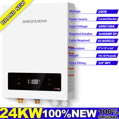 24000W Electric Tankless Water Heater Instant Hot Boiler for Whole House 240V