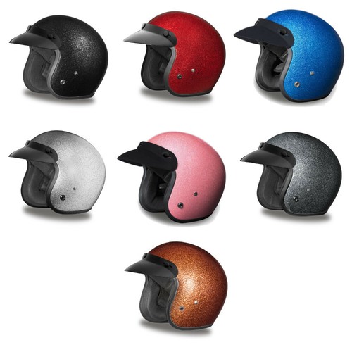 Daytona Metal Flake Open Face 3/4 DOT Motorcycle Motorcike Helmet XS-2XL - Picture 1 of 13