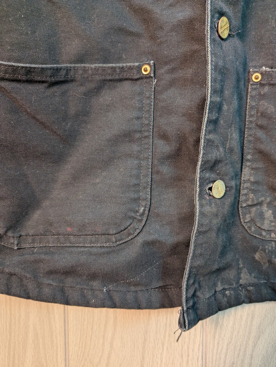 Vtg Carhartt C01 Blanket Lined Coat Jacket Mens 44 Black Union USA