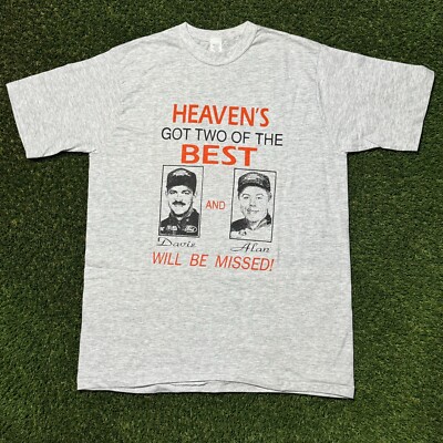 Davie Allison Alan Kulwicki RIP Nascar Vtg Drag Racing Single Stitch T Shirt -L