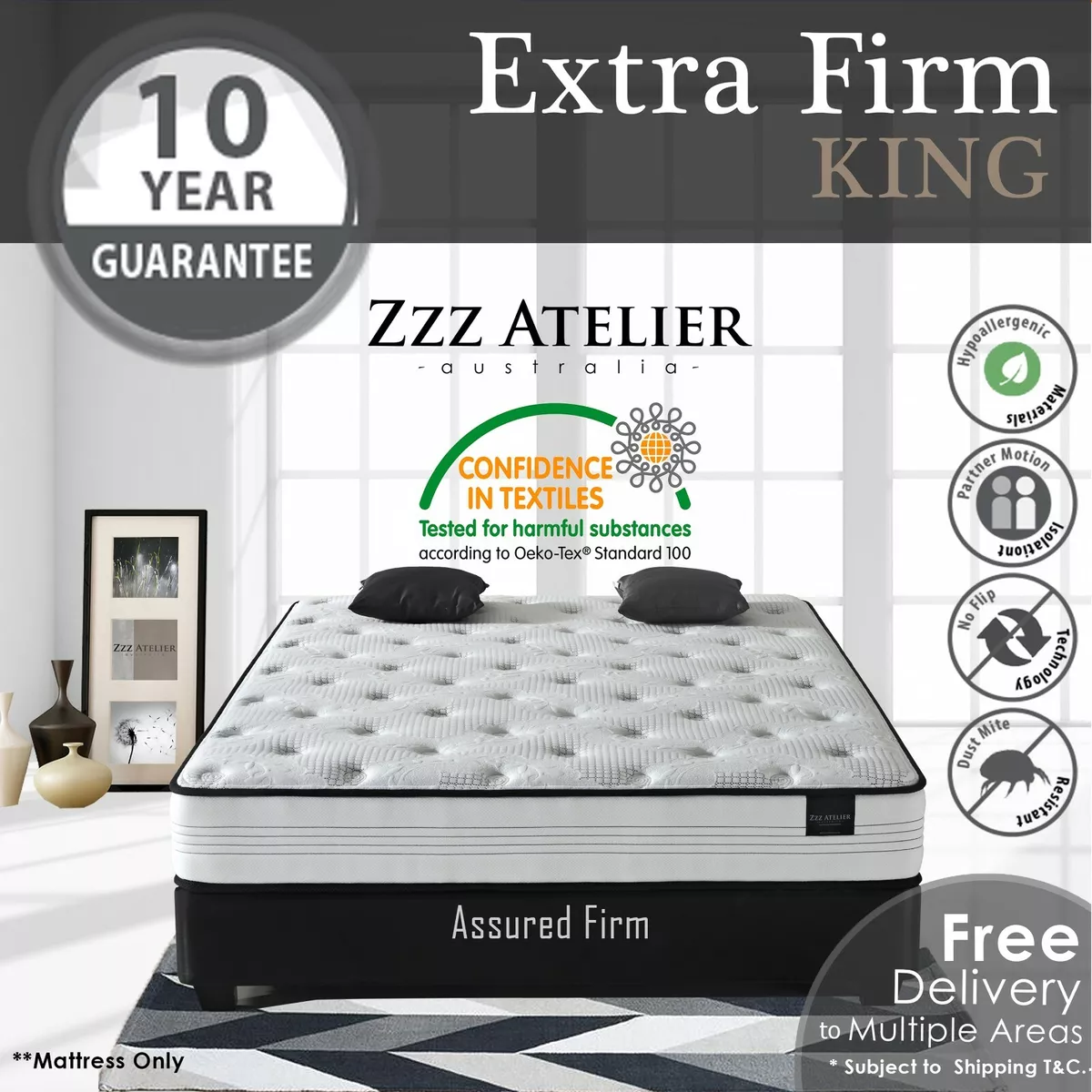 KING Mattress Super Firm Mattress w Extra Firm Pocket Spring