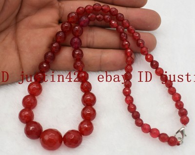Bijoux à Facettes 6-14 mm Exquisite Red Ruby Round Beads Gems collier 18" AAA Bijoux à Facettes 6-14 mm Exquisite Red Ruby Round Beads Gems collier 18" AAA