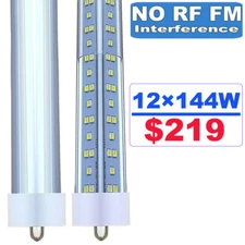 8FT Led Tube Light Bulbs 72W 144W T8 FA8 Single Pin Led Shop Lights 6500K NO RF 
