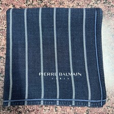MAN HANDKERCHIEF COTTON ART POCKET SQUARE 18" CLASSIC DARK BLUE VINTAGE STRIPED