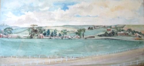 Antique Australian Water Colour-Showground-glass framed - Bild 1 von 1