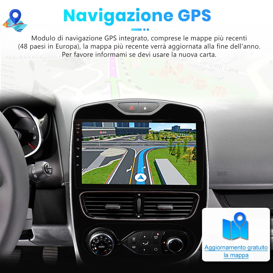 10"Android 13 Autoradio GPS Navi Bluetooth WiFi DAB per Renault Clio 4 2016-2019 - Immagine 4 di 4
