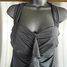 LANDS' END Sz 10 Slender Swim Suit RUFFLE ONE PIECE UV SWIMSUIT BLACK Modest