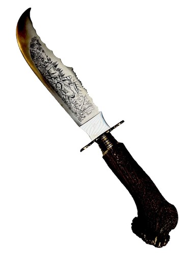 MONARCH 2152 ORIGINAL BOWIE KNIFE STAG HANDLE WITH LEATHER SHEATH 