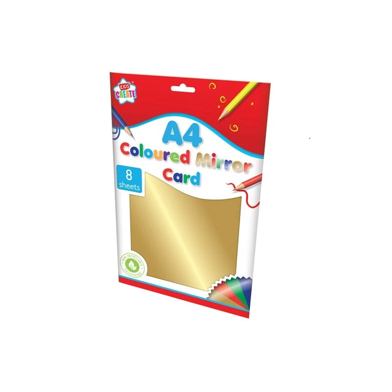 THICK METALLIC MIRROR CARD PACK 8 A4 SHEETS SHINY COLOURED BOARD RED GOLD GREEN - Image 2 of 3
