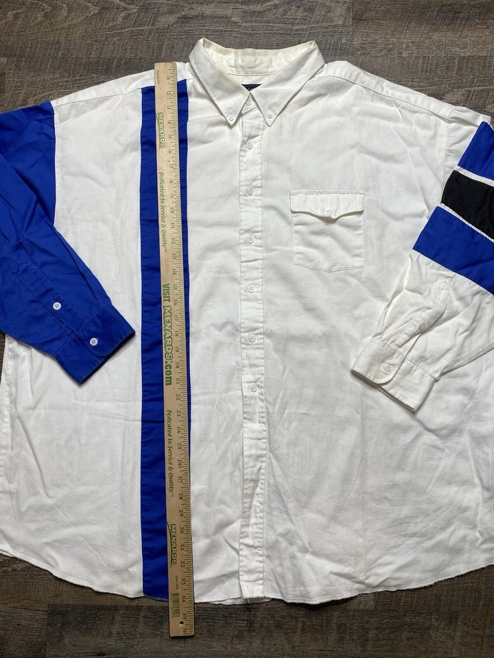 Винтажная мужская тонкая рубашка Panhandle 4XL в полоску с жемчужной застежкой ковбойская щеткой белая - Изображение 3 из 4