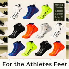 Mens No Show Ankle Socks Lot 6/12/24Pr Breathable Sport Running Athletic Low Cut