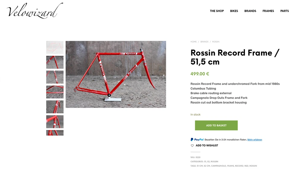 Rossin Record Frame / Columbus / Red / 51,5 cm / Campagnolo / super ghibli c - Bild 3 von 4